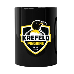 Krefeld Pinguine - Tasse schwarz - Logo Hochglanz