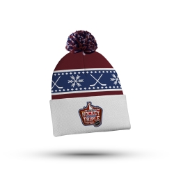 Bobble Hat - HOT24 - Snow Flake - dark red